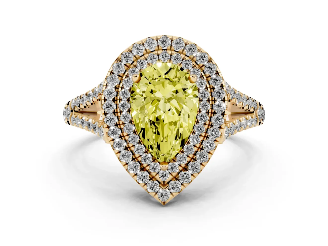 Pear-Shaped Halo Engagement Ring Setting for a Fancy Yellow Lab-Grown Diamond | Yellow Gold - Design NV-24799