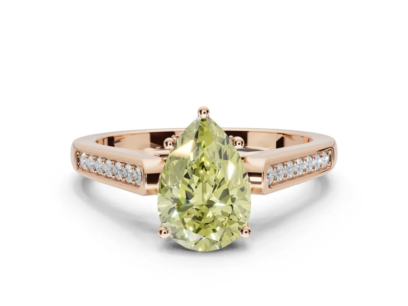 Pear-Shaped Engagement Ring Setting for a Fancy Yellow Lab-Grown Diamond | Rose Gold - Design NV-24597