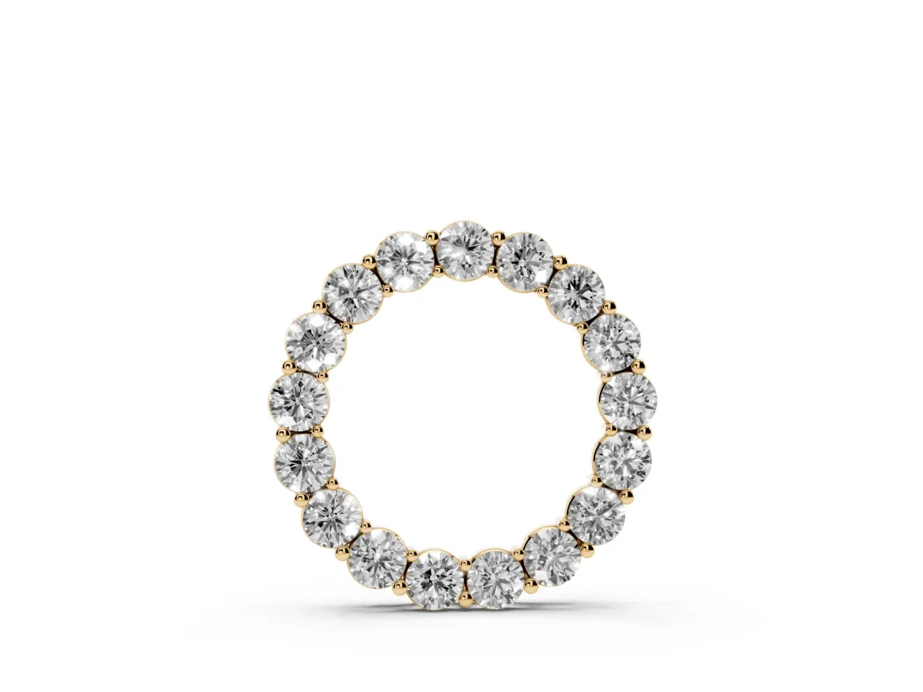 Round Lab-Grown Diamond Circle Pendant Necklace | Small Stones | Yellow Gold