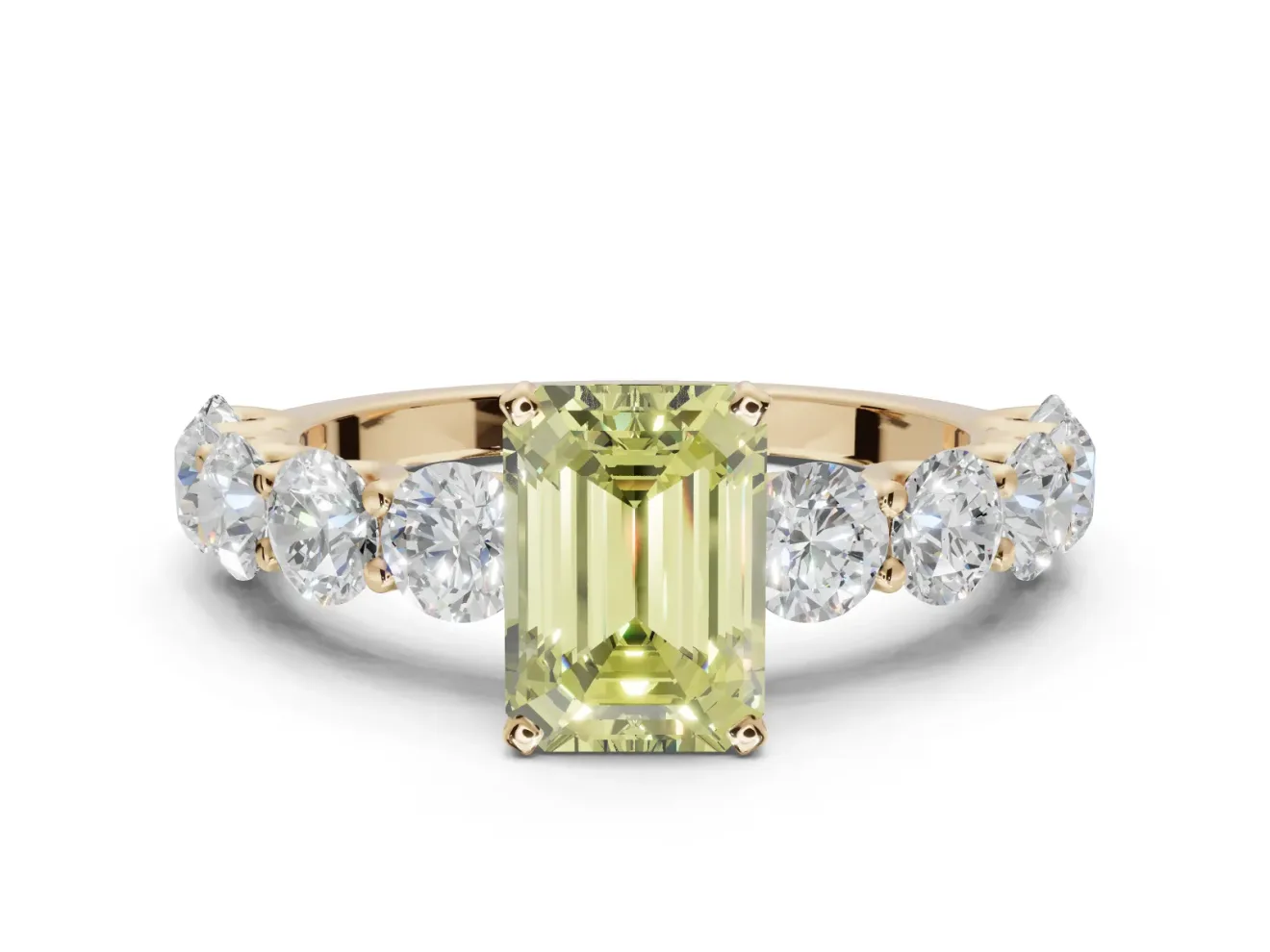 Emerald Cut Engagement Ring Setting for a Fancy Yellow Lab-Grown Diamond | Yellow Gold - Design NV-24455