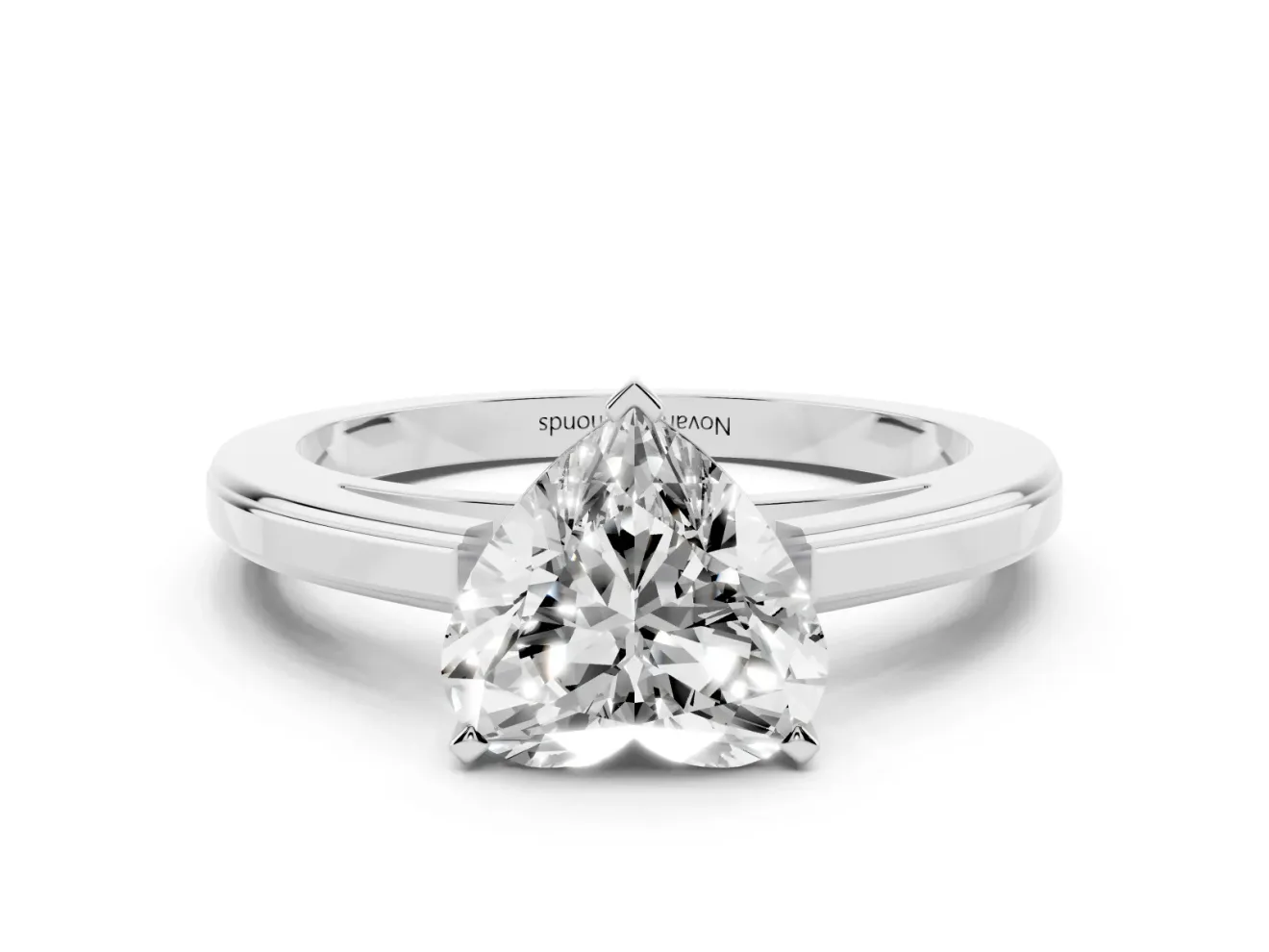 Heart-Shaped Solitaire Engagement Ring Setting | Stepped Flat Band | Sterling Silver