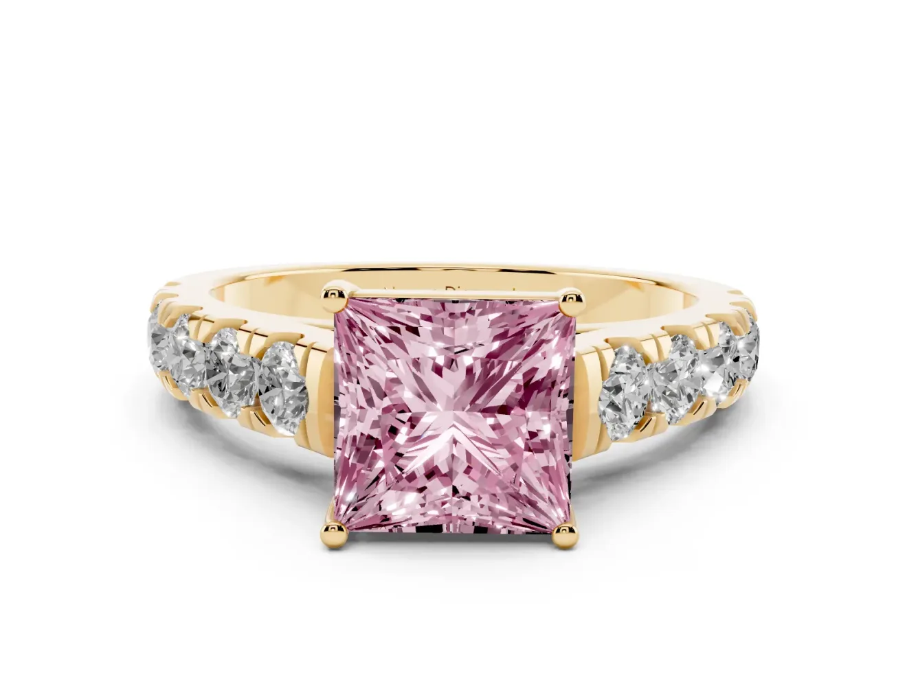 Princess Cut Engagement Ring Setting for a Fancy Pink Lab-Grown Diamond | Yellow Gold - Design NV-24643