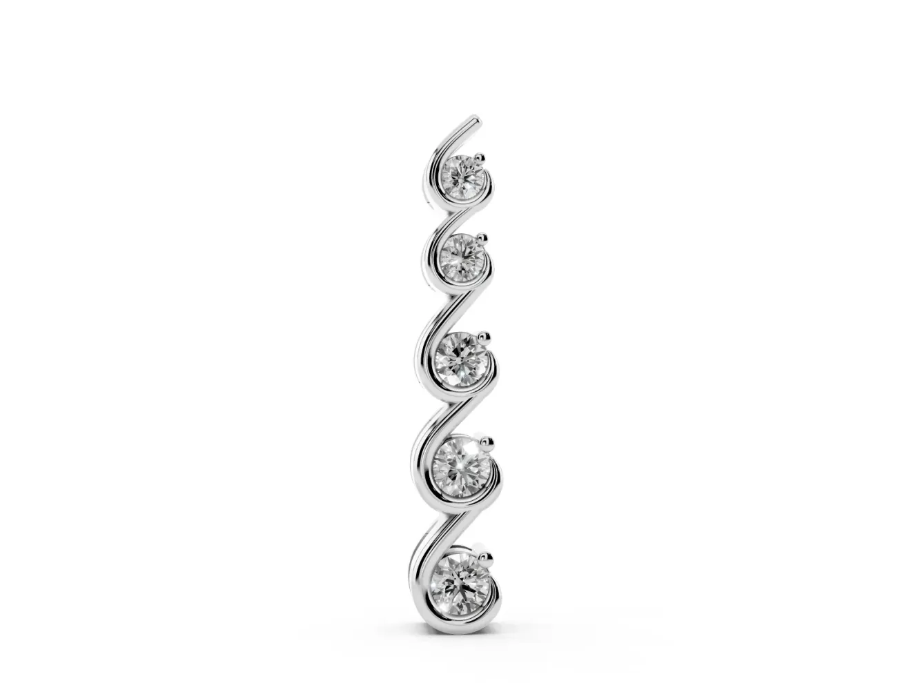 Round Lab-Grown Diamond S-Curve Wire Pendant Necklace | Prong Set | White Gold