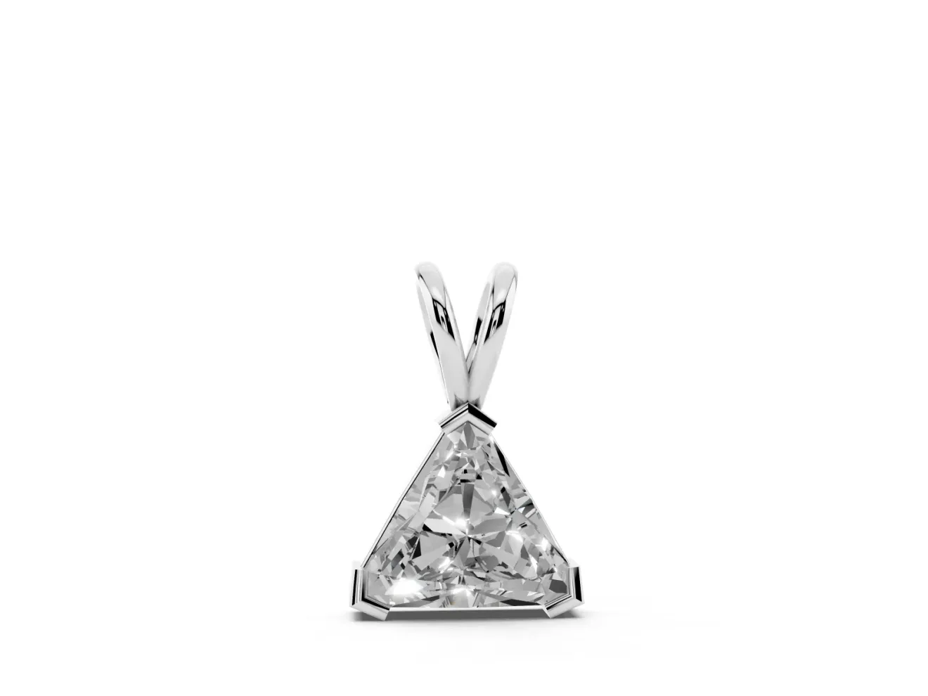 Trillion Lab-Grown Diamond Solitaire Pendant Necklace | V-Tip Corners | Sterling Silver