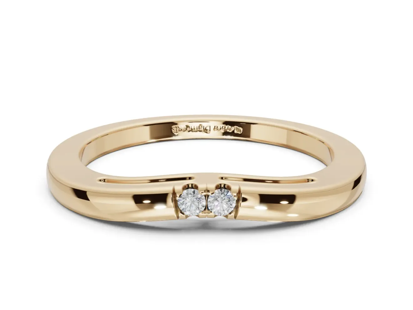 Round Lab-Grown Diamond Toi et Moi Curved Wedding Band | Side Slot Cut-Outs | Yellow Gold