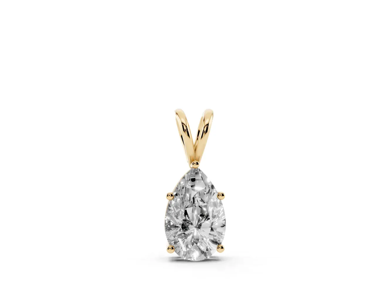 Pear-Shaped Lab-Grown Diamond Solitaire Pendant Necklace | Split V Bail | Yellow Gold