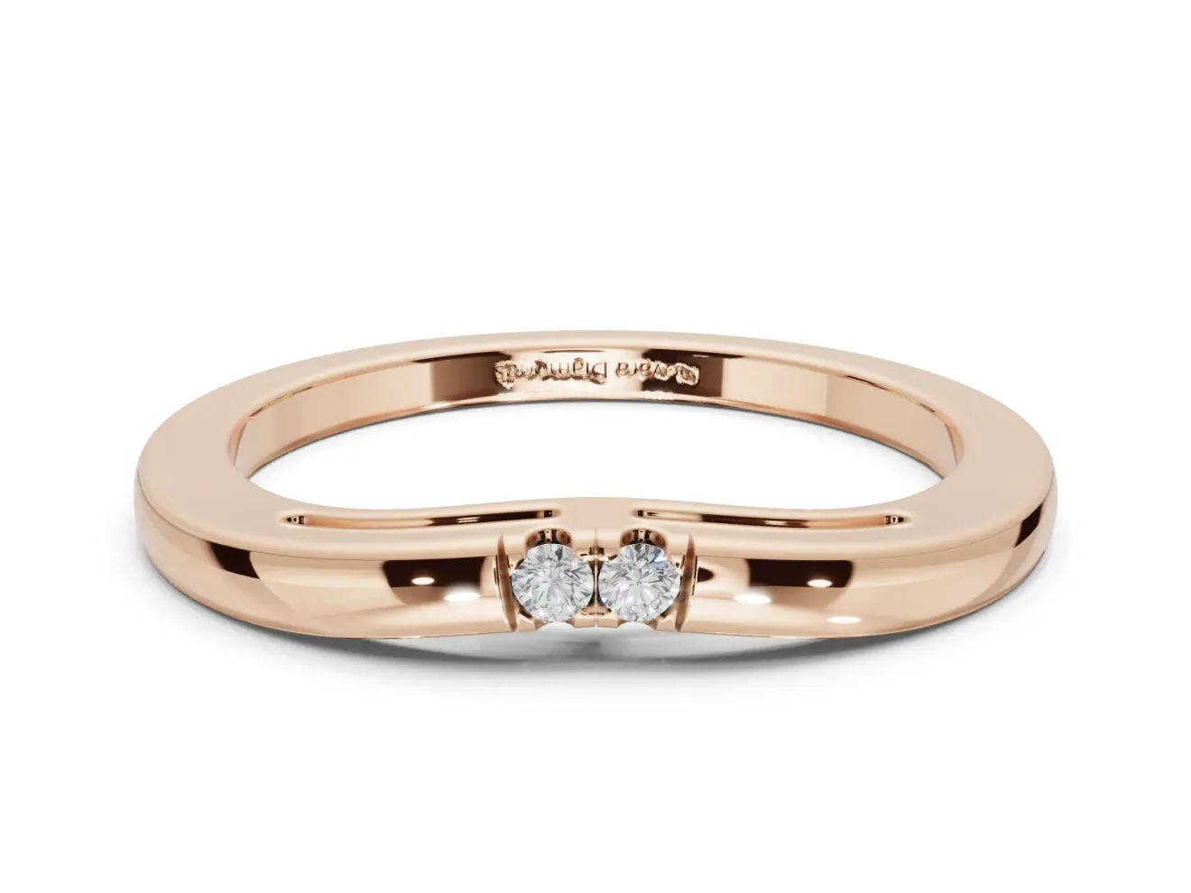 Round Lab-Grown Diamond Toi et Moi Curved Wedding Band | Side Slot Cut-Outs | Rose Gold