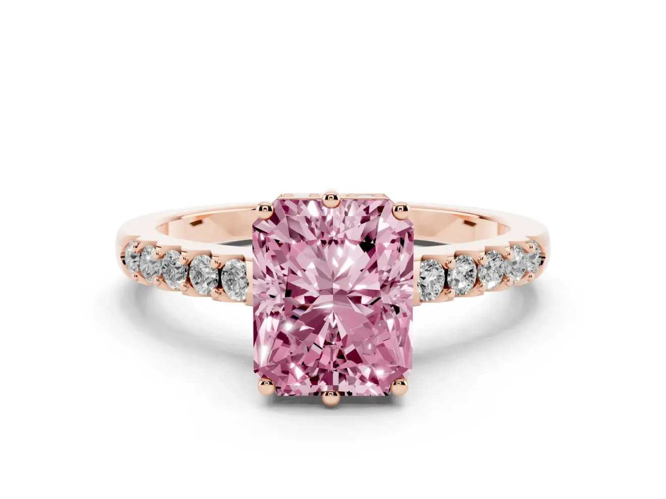 Radiant Cut Engagement Ring Setting for a Fancy Pink Lab-Grown Diamond | Rose Gold - Design NV-24649