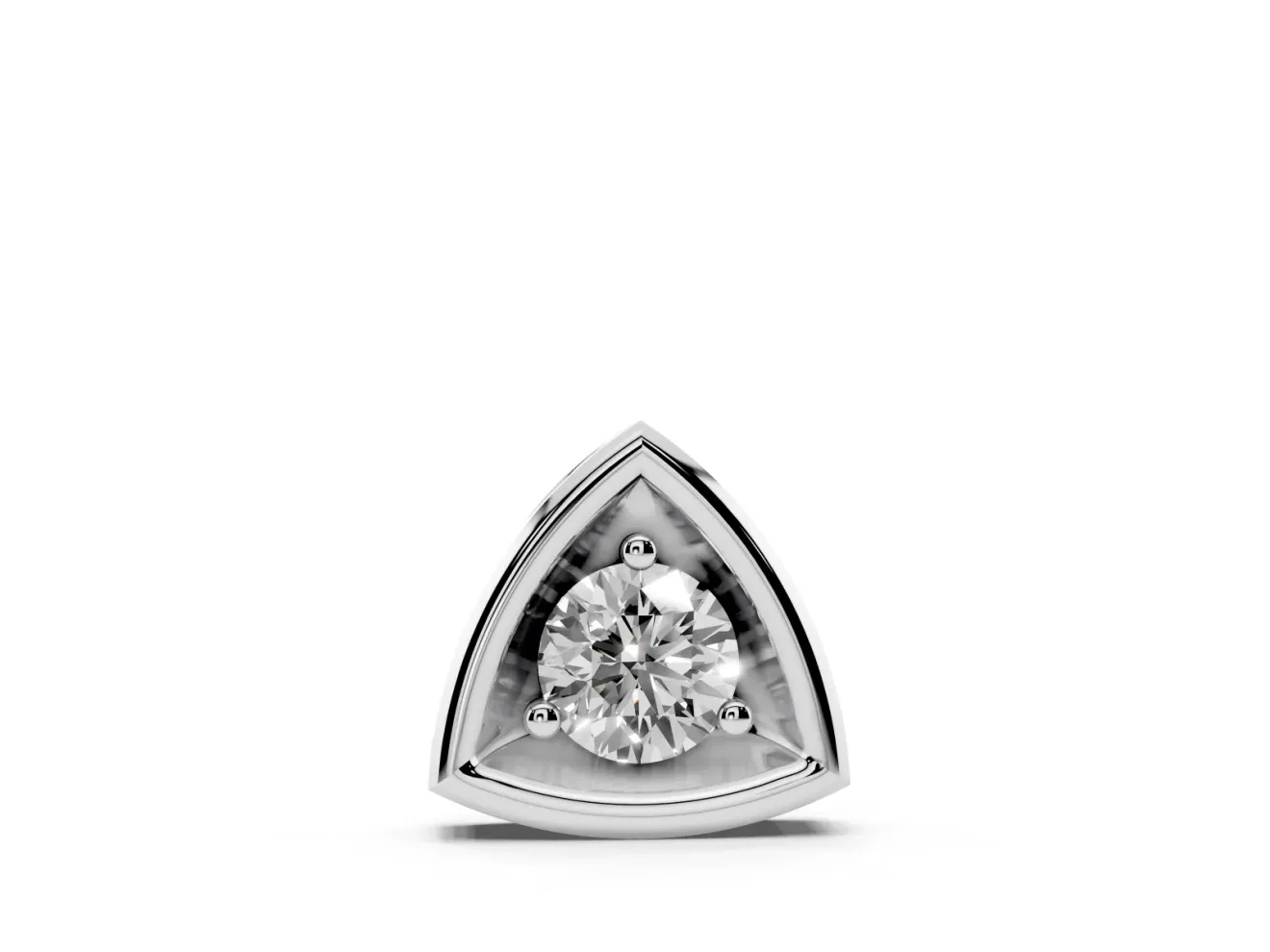 Round Lab-Grown Diamond Triangle Frame Pendant Necklace | Open Frame | Sterling Silver