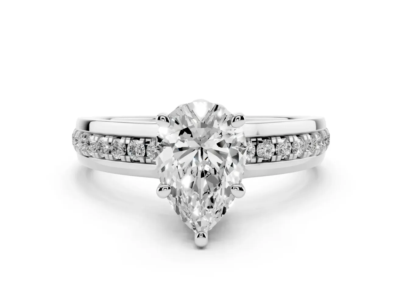 Pear-Shaped Channel Set Solitaire Engagement Ring Setting | Rope Collar Head | Platinum