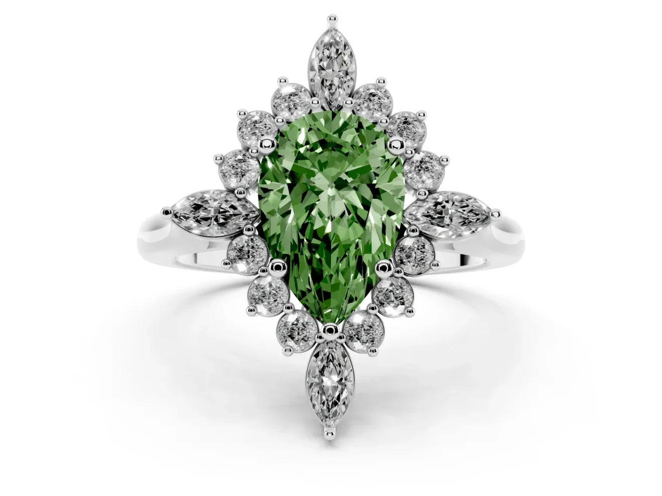 Pear-Shaped Engagement Ring Setting for a Fancy Green Lab-Grown Diamond | Platinum - Design NV-24790