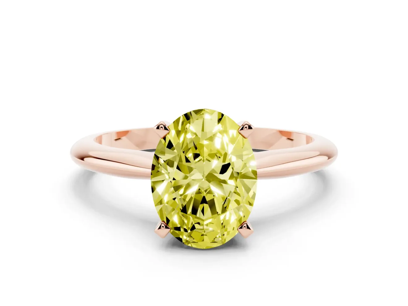 Oval Solitaire Engagement Ring Setting for a Fancy Yellow Lab-Grown Diamond | Rose Gold