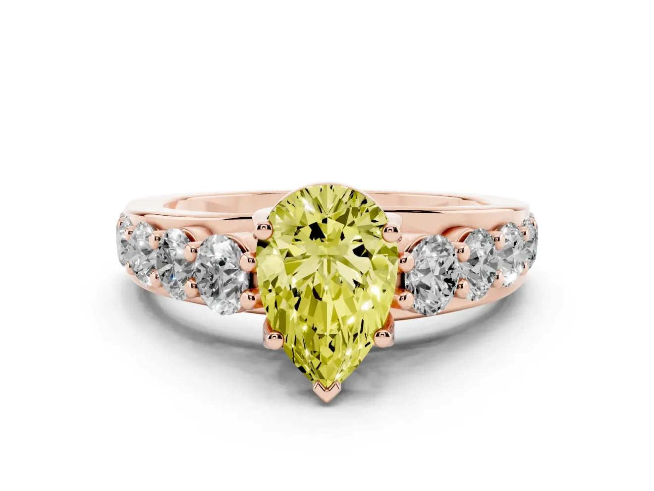 Pear-Shaped Engagement Ring Setting for a Fancy Yellow Lab-Grown Diamond | Rose Gold - Design NV-24645