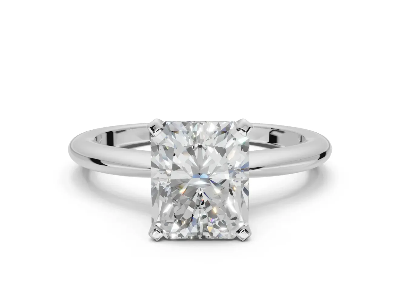 Radiant Cut Solitaire Engagement Ring Setting | Tapered Plain Band | Platinum