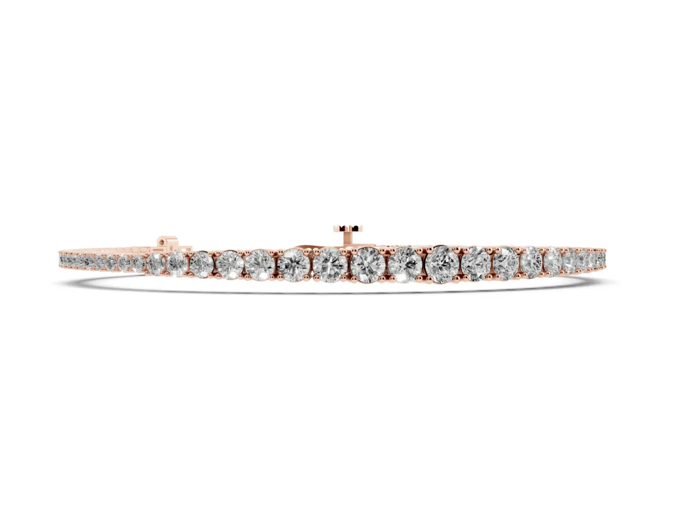 Round Lab-Grown Diamond Graduated Tennis Bracelet | Open Prong Settings | Rose Gold