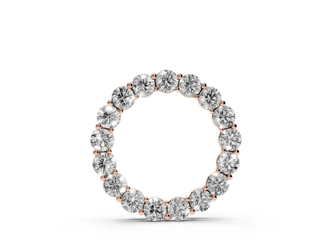 Round Lab-Grown Diamond Circle Pendant Necklace | Larger Stones | Rose Gold