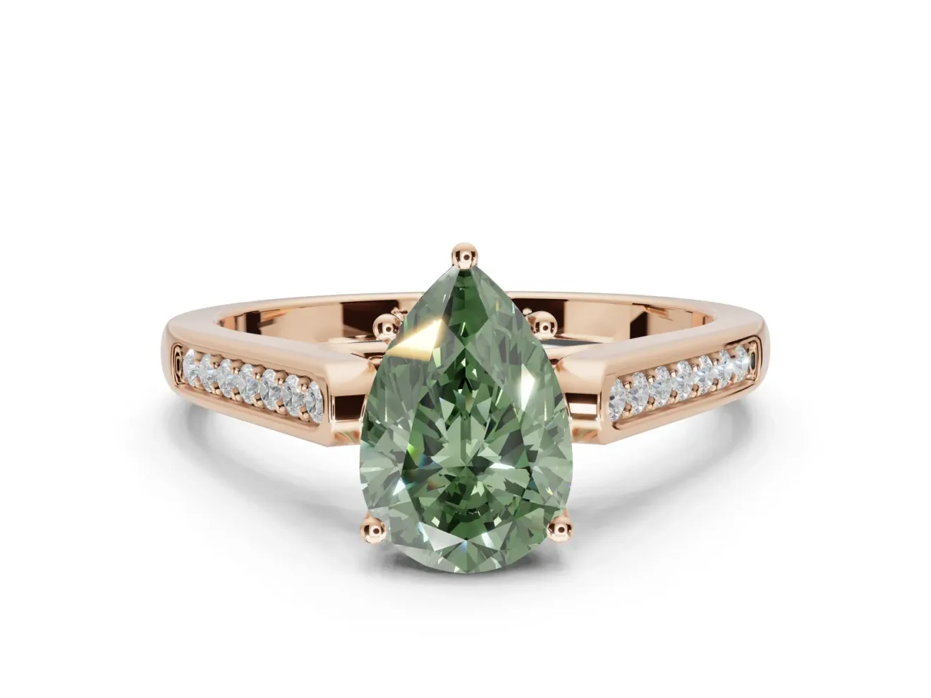 Pear-Shaped Engagement Ring Setting for a Fancy Green Lab-Grown Diamond | Rose Gold - Design NV-24597