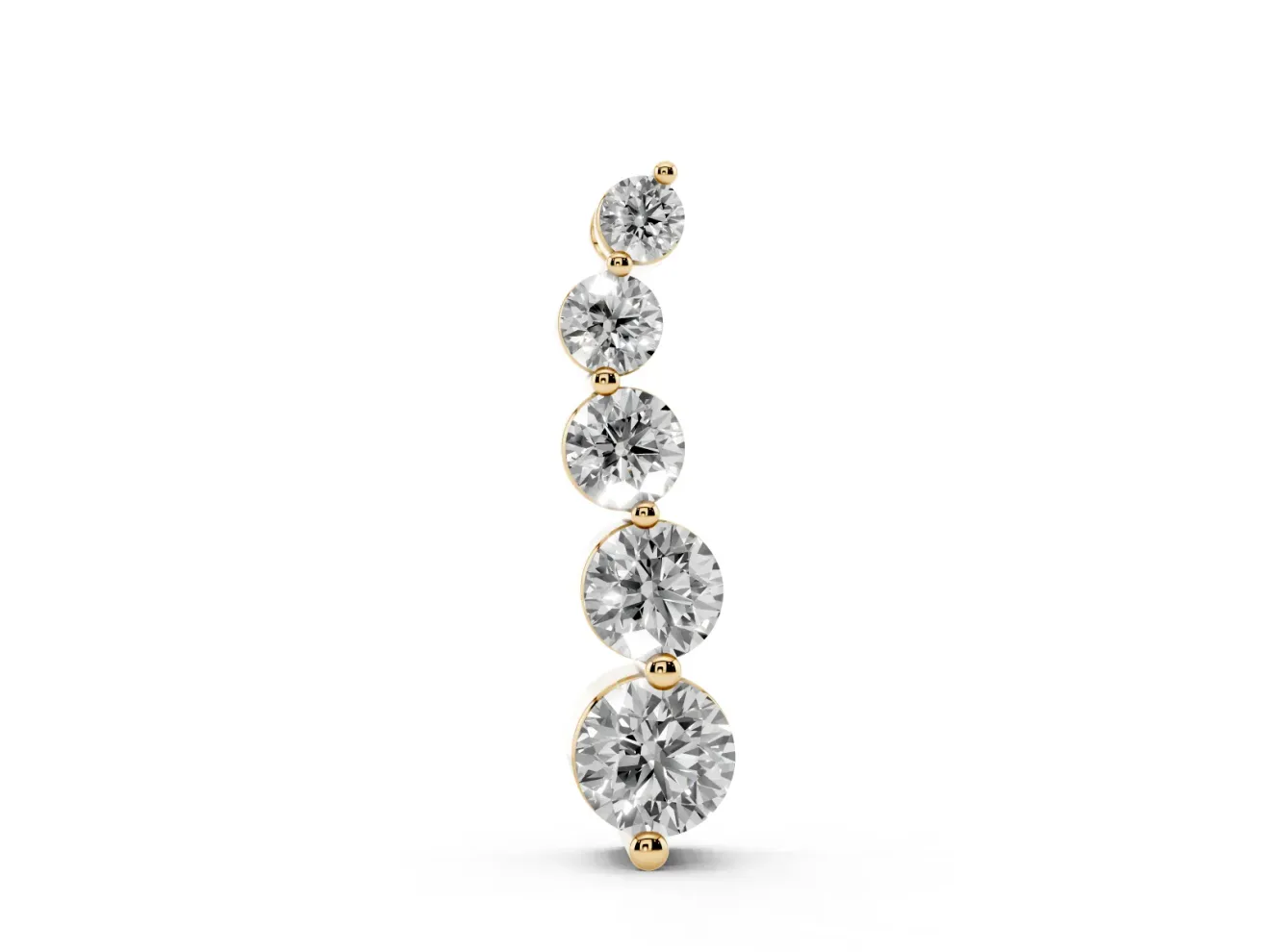 Round Lab-Grown Diamond Graduated Drop Pendant Necklace | Hidden Bail | Yellow Gold