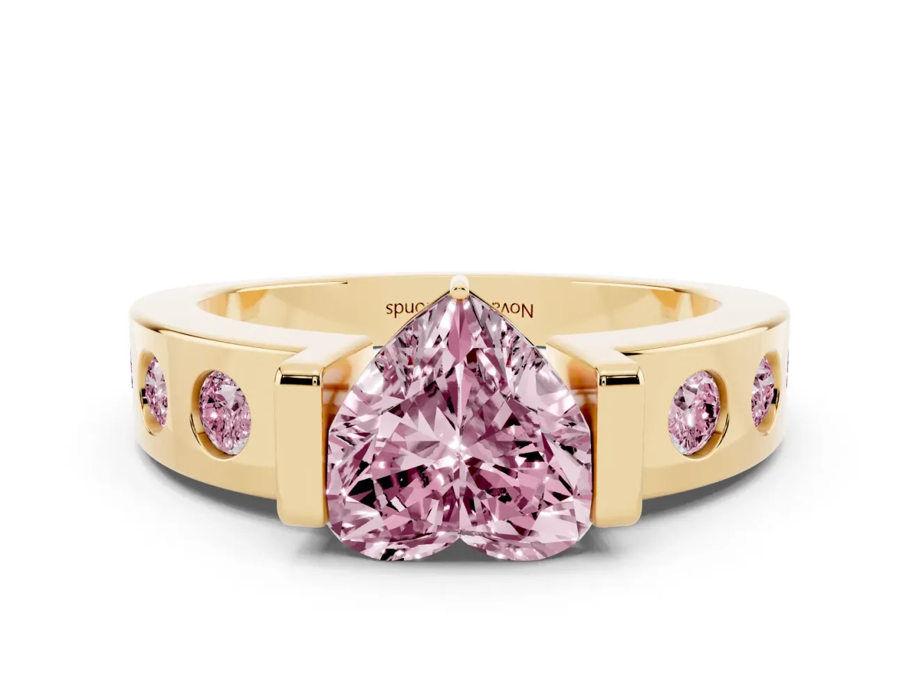 Heart-Shaped Tension Style Engagement Ring Setting for a Fancy Pink Lab-Grown Diamond | Yellow Gold