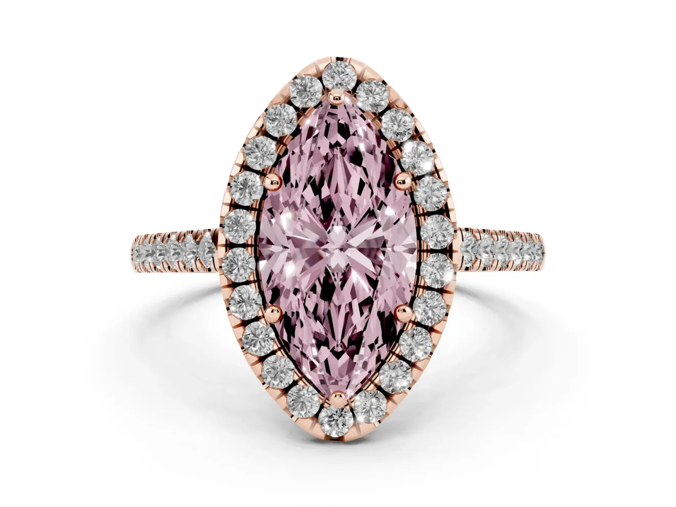Marquise Raised Halo Engagement Ring Setting for a Fancy Pink Lab-Grown Diamond | Rose Gold