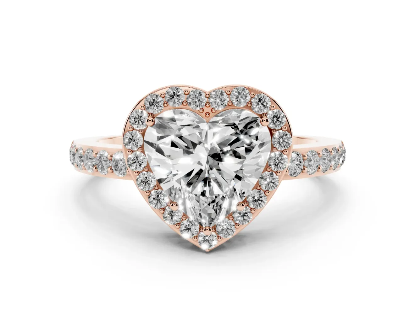 Heart-Shaped Halo Pave Engagement Ring Setting | Heart Cutout Gallery | Rose Gold