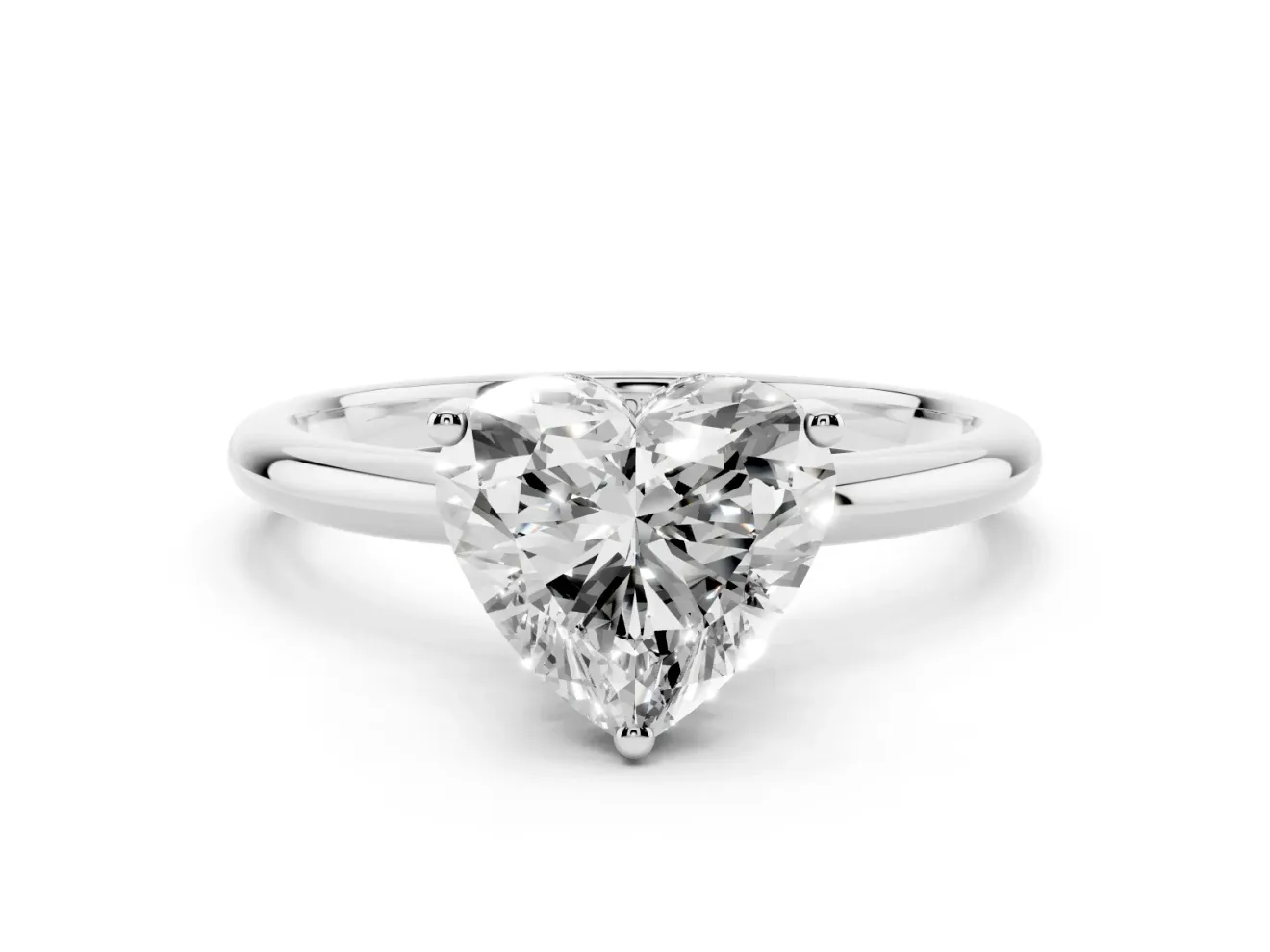 Heart-Shaped Micro-Prong Hidden Halo Engagement Ring Setting | Plain Band | Sterling Silver