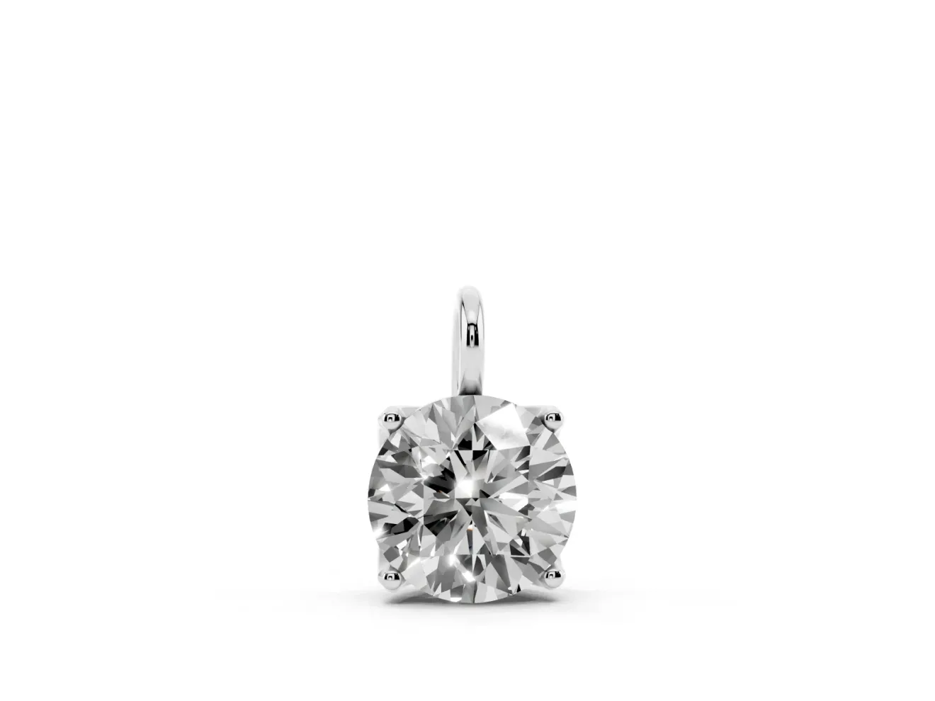 Round Lab-Grown Diamond Solitaire Pendant Necklace | Open Prong Head | Sterling Silver