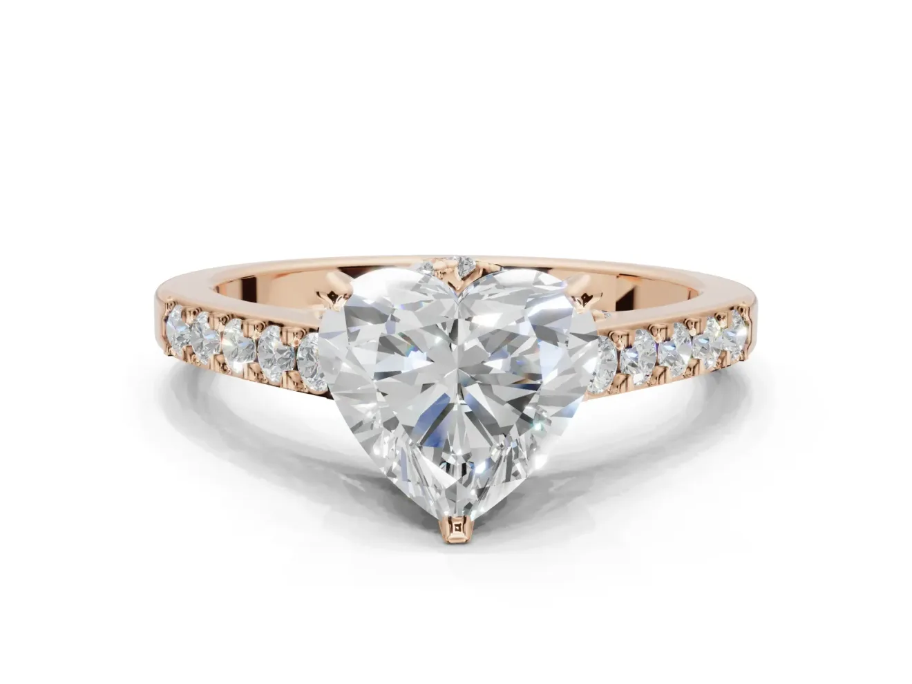 Heart-Shaped Pavé Solitaire Engagement Ring Setting | Crossover Gallery | Rose Gold