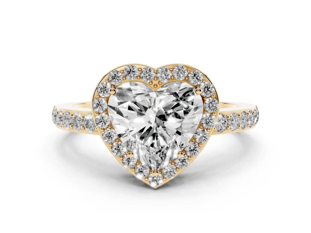 Heart-Shaped Halo Pave Engagement Ring Setting | Heart Cutout Gallery | Yellow Gold
