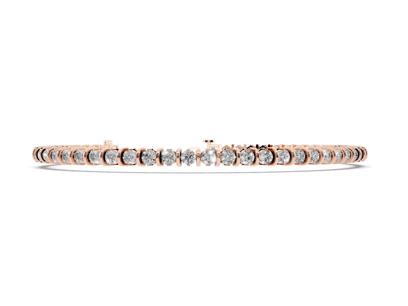 Round Lab-Grown Diamond Bar Set Tennis Bracelet | Open Sides | Rose Gold