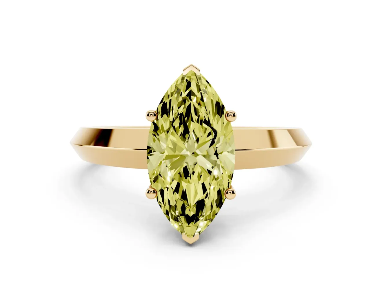 Marquise Knife-Edge Engagement Ring Setting for a Fancy Yellow Lab-Grown Diamond | Yellow Gold
