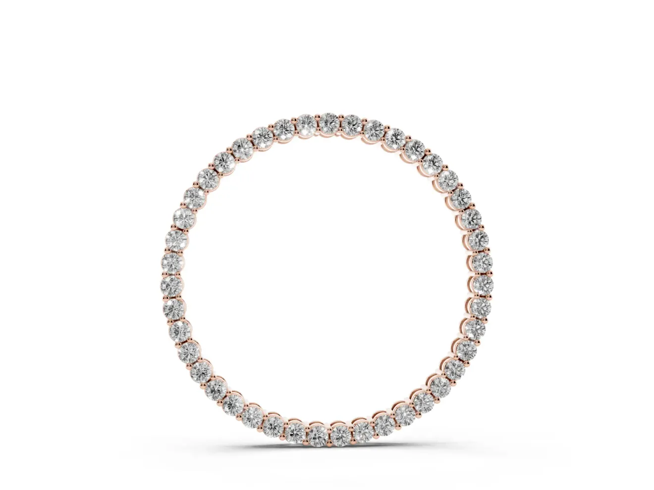 Round Lab-Grown Diamond Thin Eternity Circle Pendant Necklace | Shared Prongs | Rose Gold