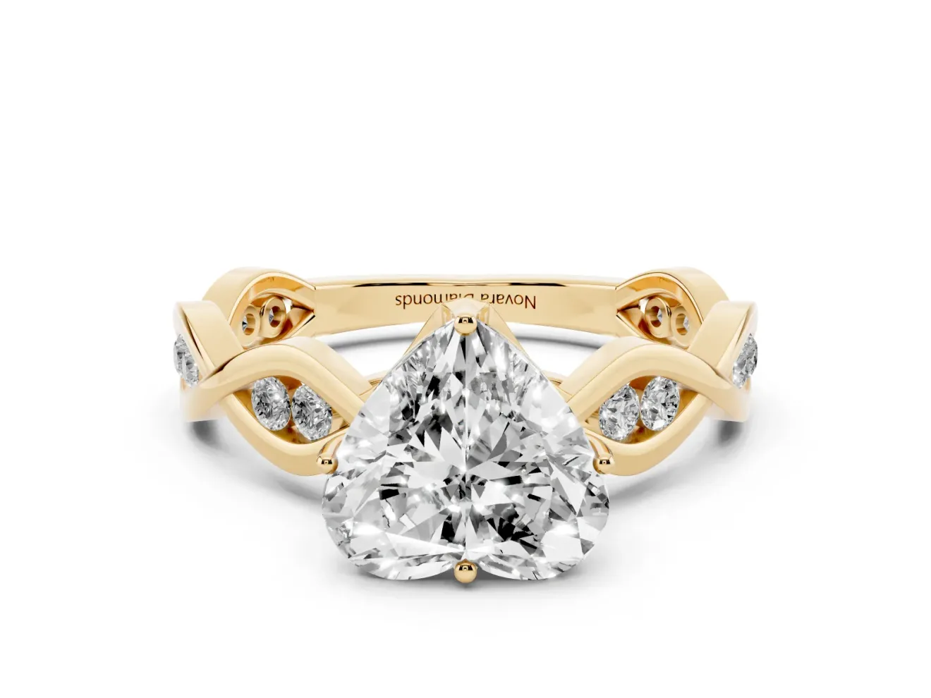 Heart-Shaped Twisted Infinity Engagement Ring Setting | Accented Strands | Yellow Gold