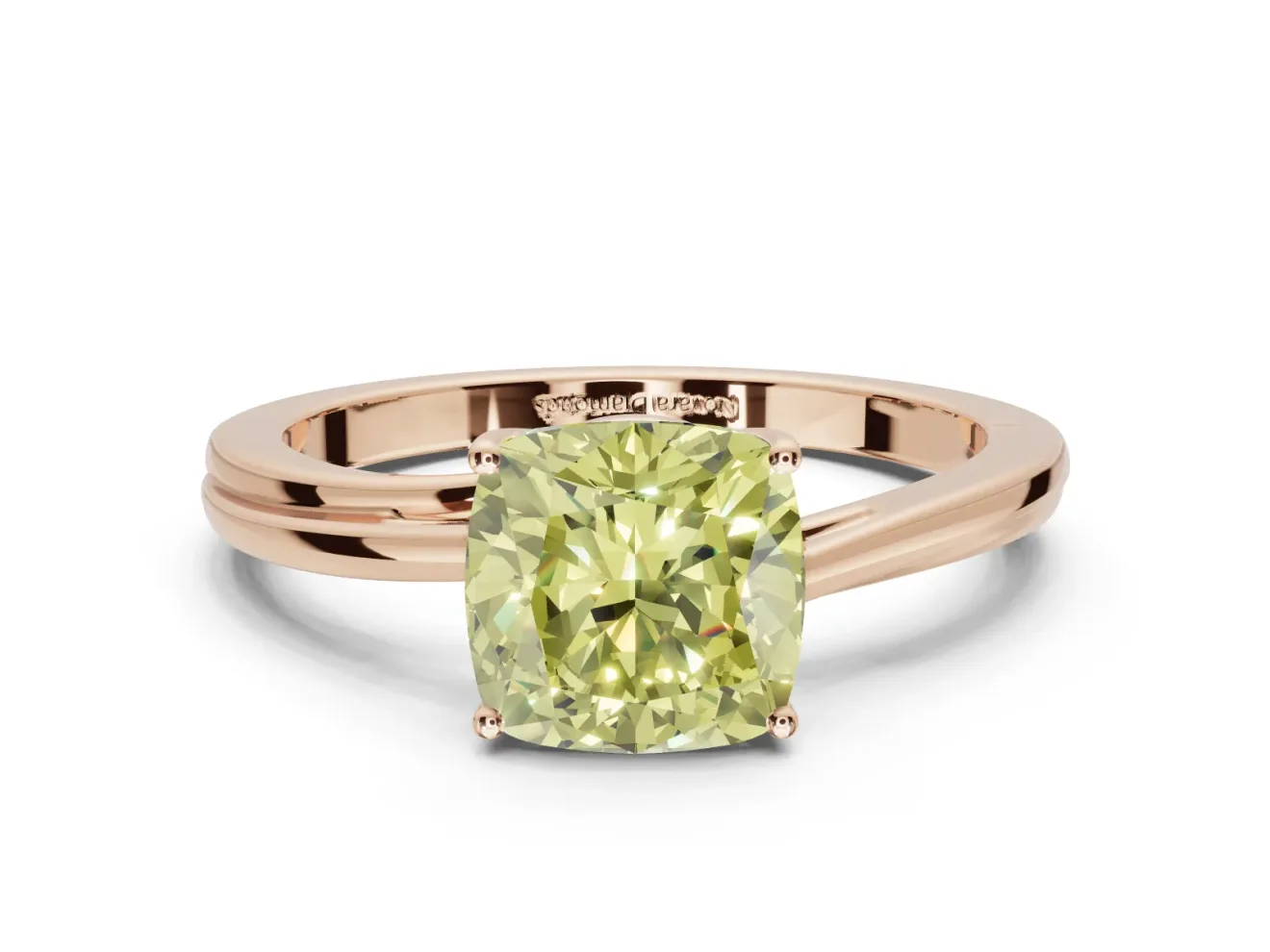 Cushion Cut Bypass Solitaire Engagement Ring Setting for a Fancy Yellow Lab-Grown Diamond | Rose Gold