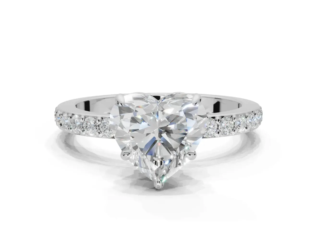 Heart-Shaped Hidden Halo Engagement Ring Setting | Sterling Silver