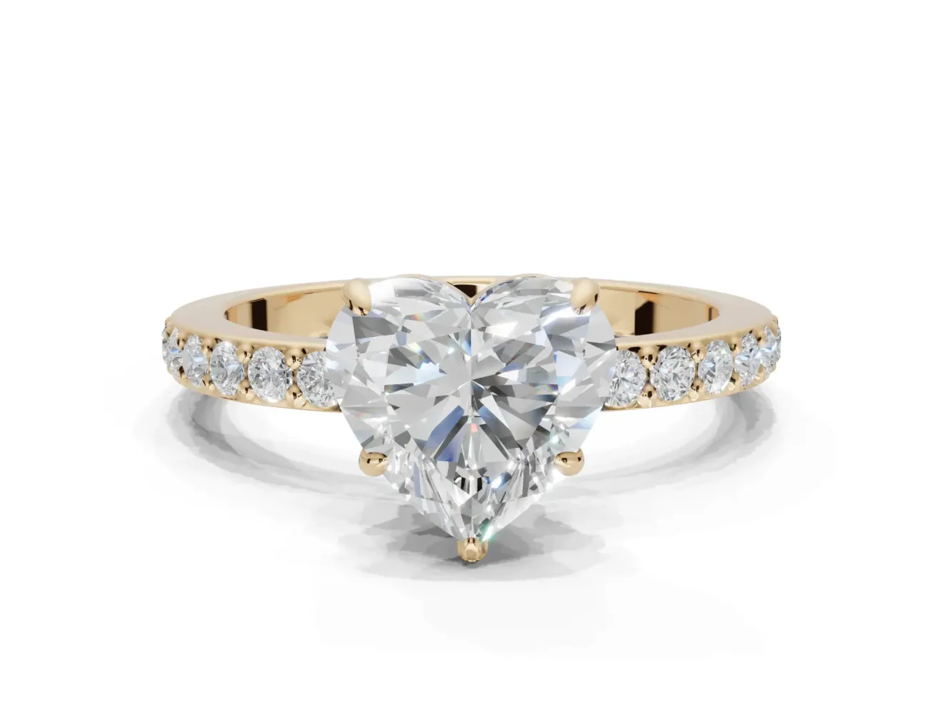 Heart-Shaped Hidden Halo Engagement Ring Setting | Yellow Gold
