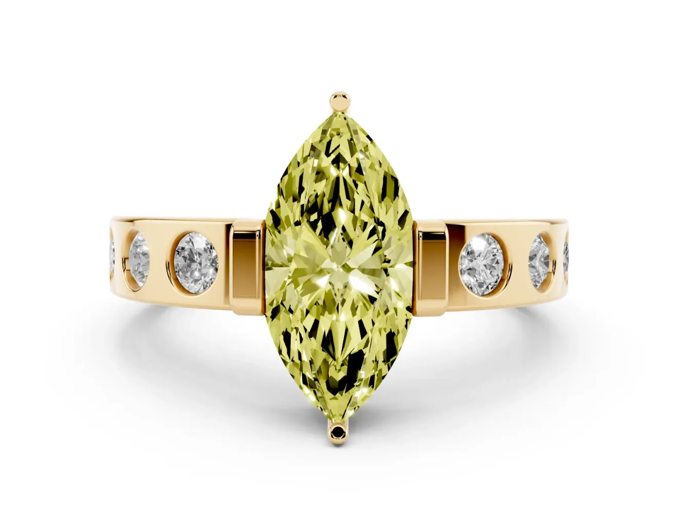 Marquise Tension Style Engagement Ring Setting for a Fancy Yellow Lab-Grown Diamond | Yellow Gold