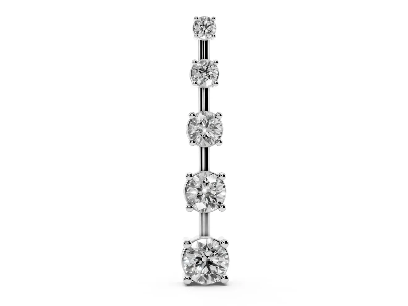 Round Lab-Grown Diamond Graduated Vertical Bar Pendant Necklace | Prong Baskets | White Gold