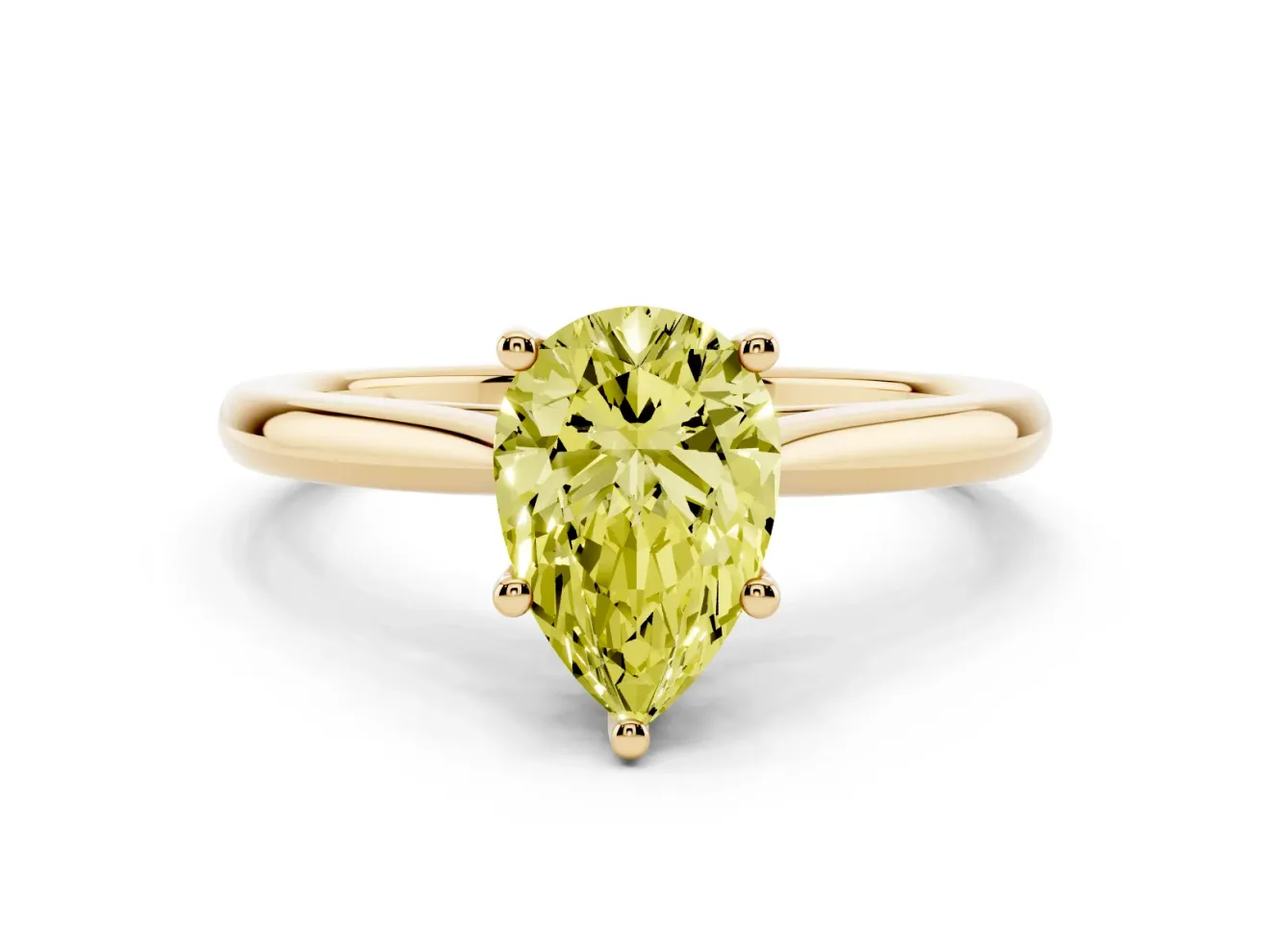 Pear-Shaped Cathedral Engagement Ring Setting for a Fancy Yellow Lab-Grown Diamond | Yellow Gold