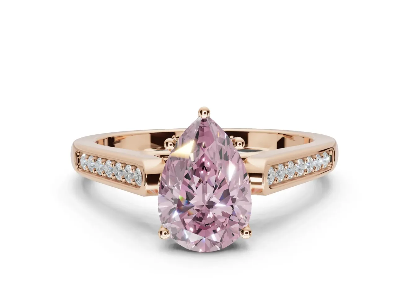 Pear-Shaped Engagement Ring Setting for a Fancy Pink Lab-Grown Diamond | Rose Gold - Design NV-24597