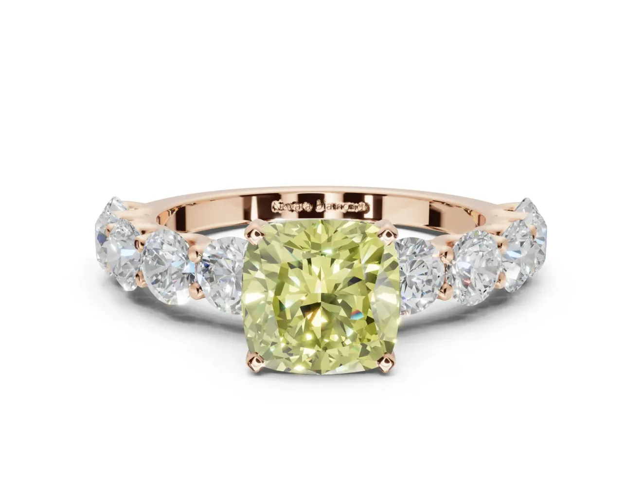Cushion Cut Engagement Ring Setting for a Fancy Yellow Lab-Grown Diamond | Rose Gold - Design NV-24455