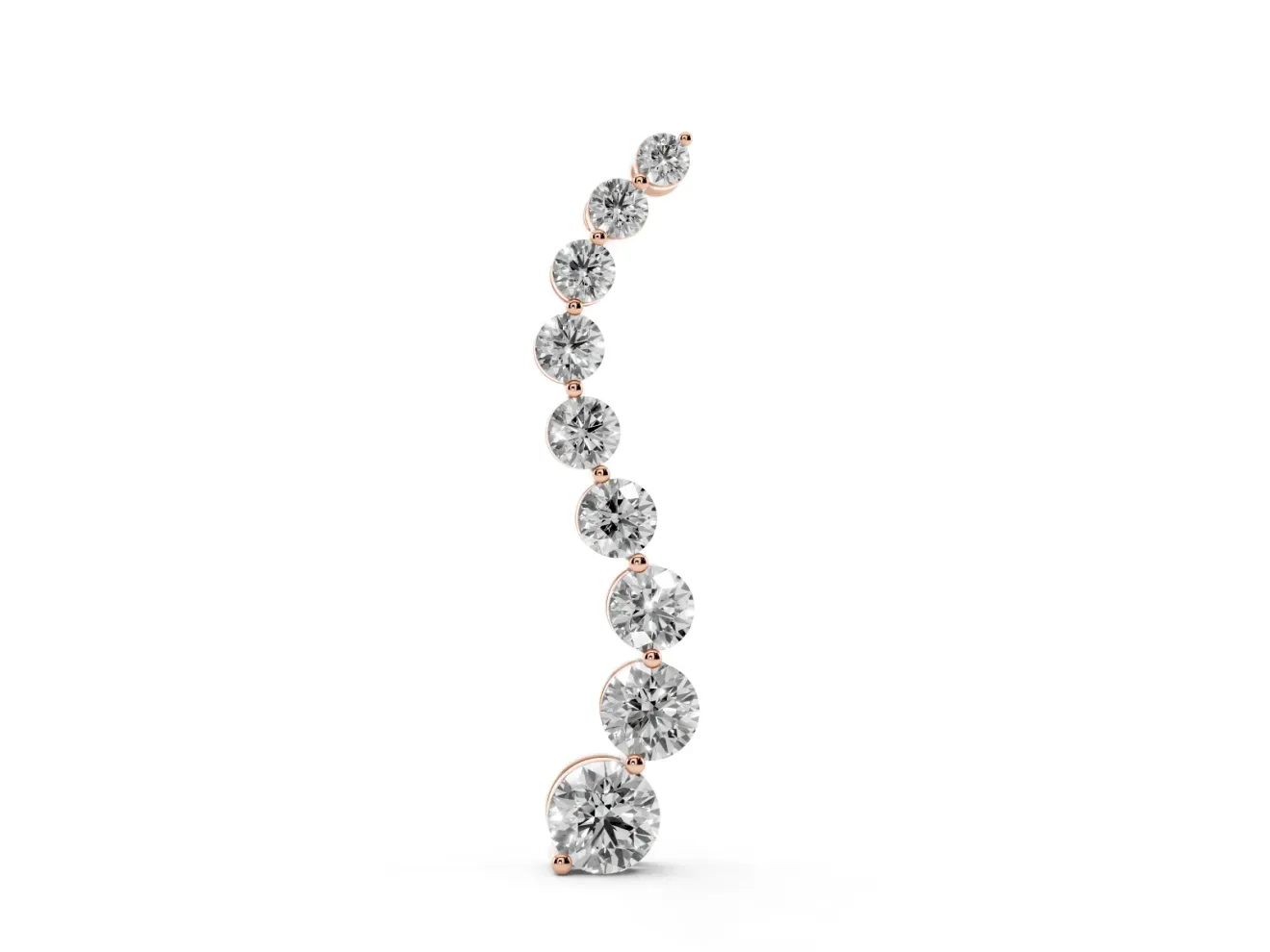 Round Lab-Grown Diamond Graduated Curve Pendant Necklace | Linked Prong Heads | Rose Gold