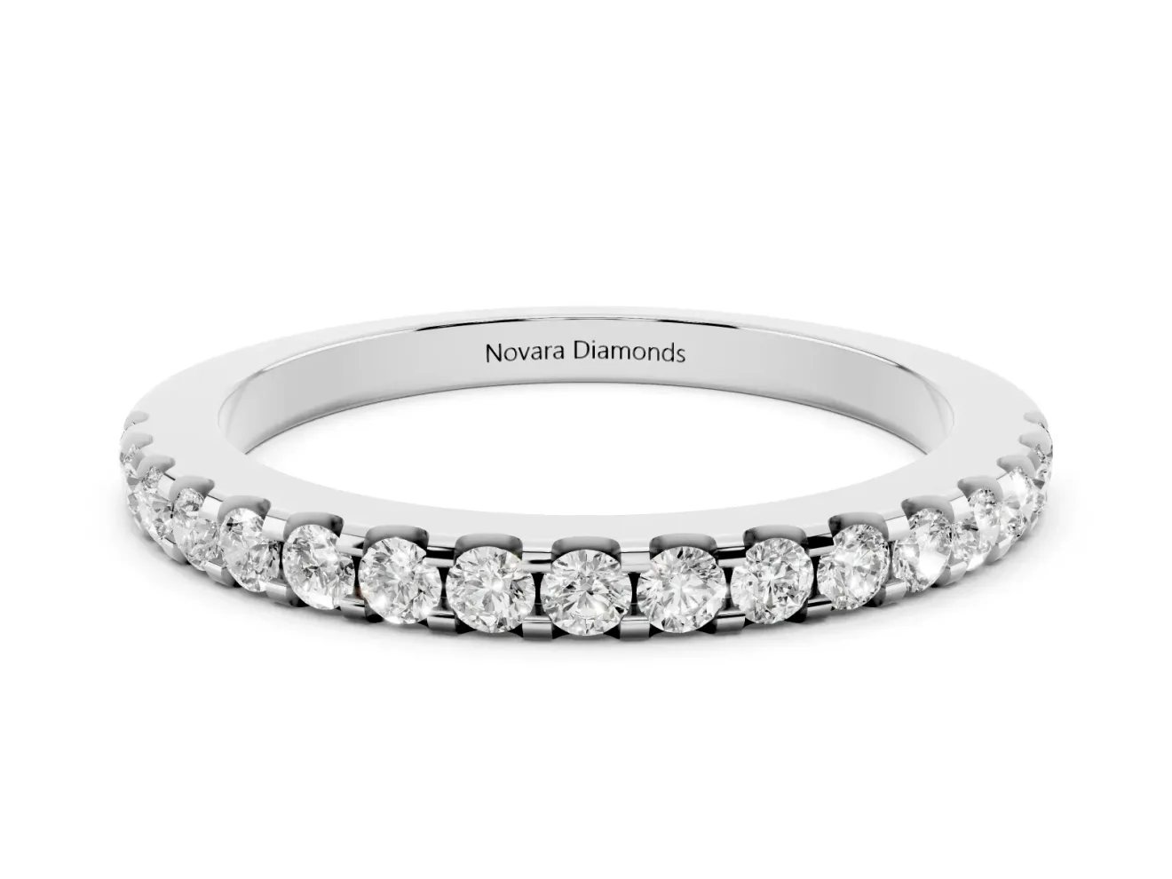 Round Diamond Pavé Eternity Band Set in Silver with Micro Prongs