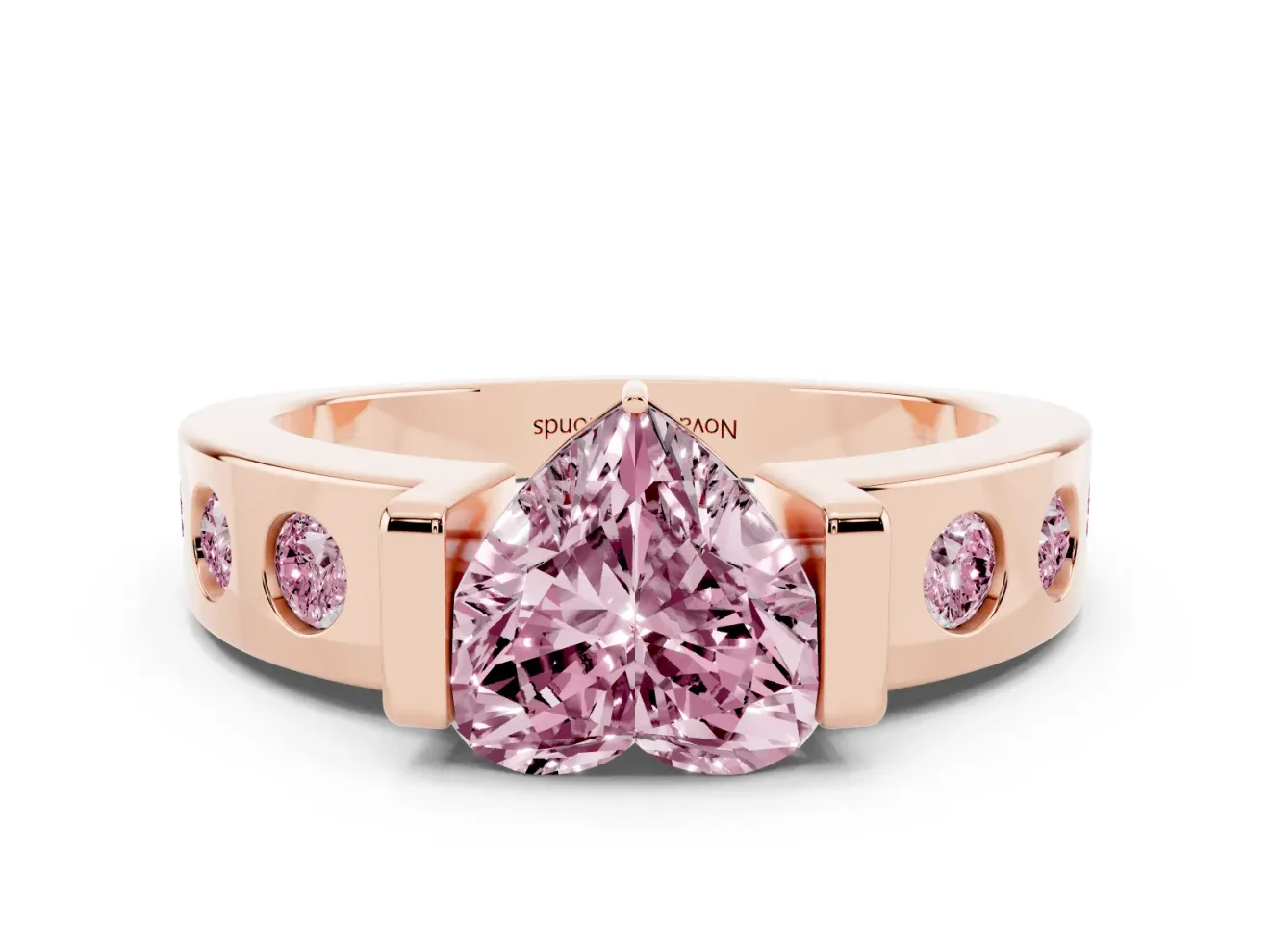 Heart-Shaped Tension Style Engagement Ring Setting for a Fancy Pink Lab-Grown Diamond | Rose Gold