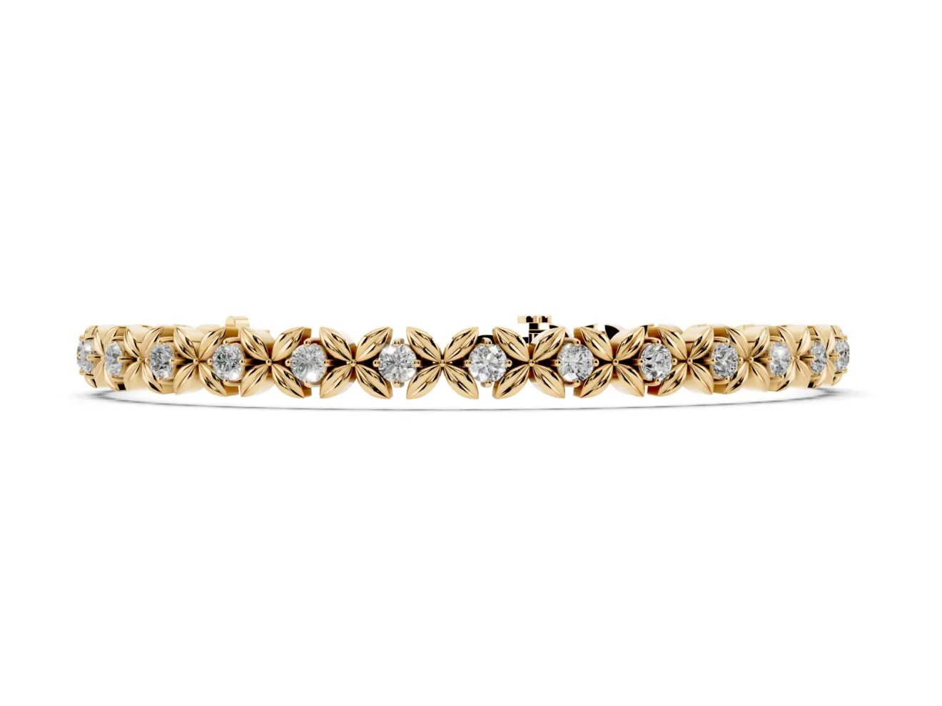 Round Lab-Grown Diamond XOXO Tennis Bracelet | Petal X Links | Yellow Gold