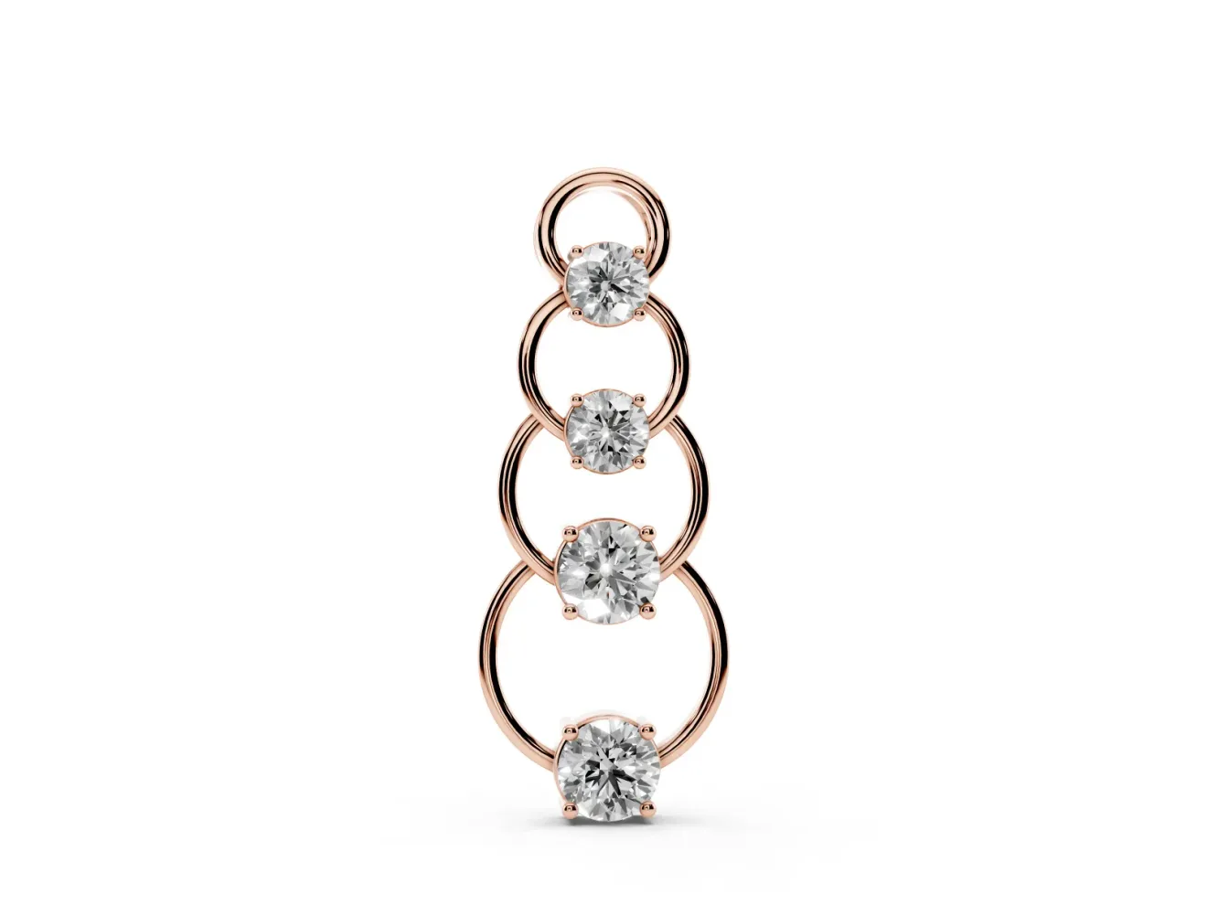 Round Lab-Grown Diamond Linked Circle Drop Pendant Necklace | Plain Wire | Rose Gold