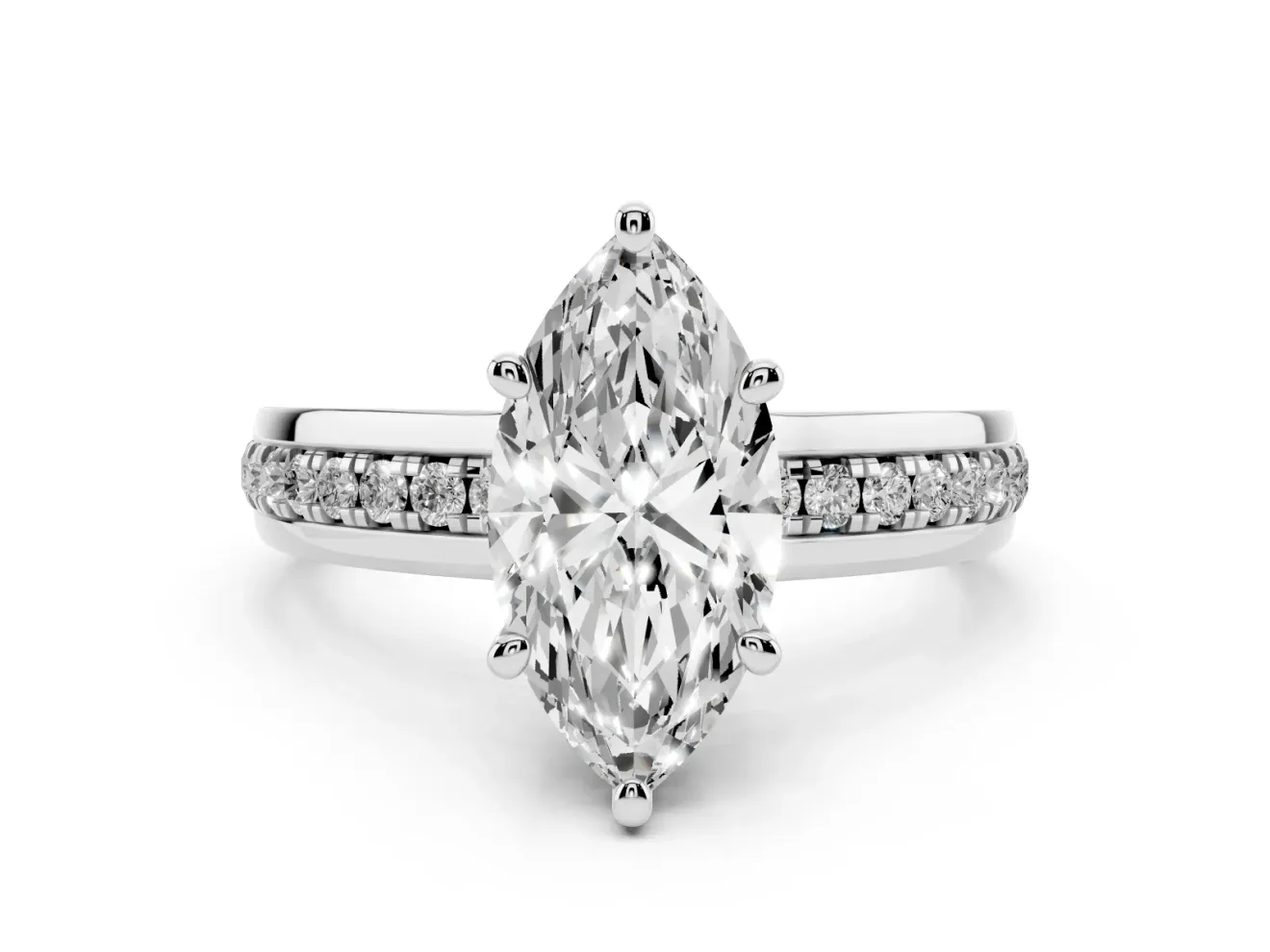 Marquise Channel Set Solitaire Engagement Ring Setting | Rope Collar Head | Platinum