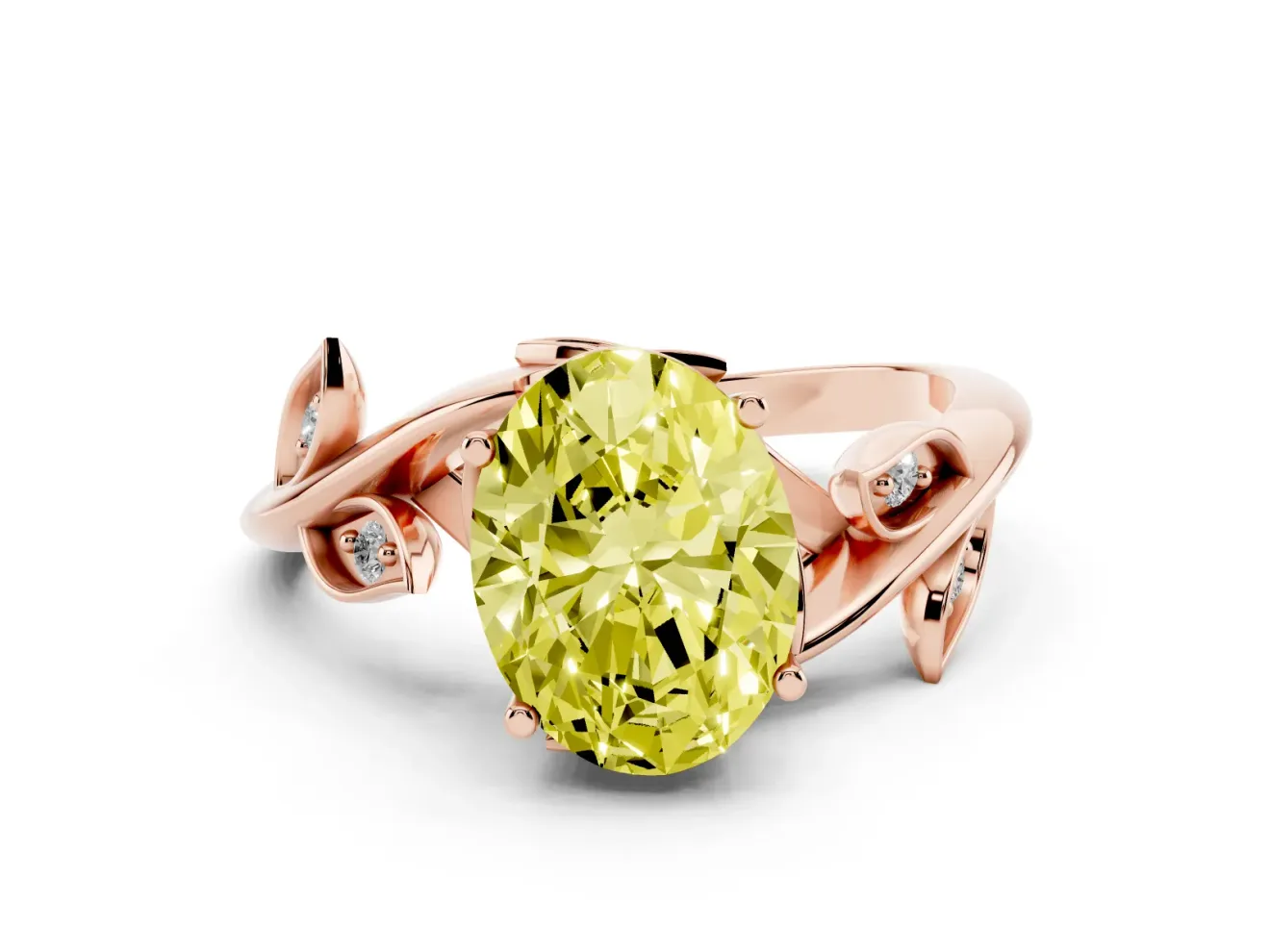 Oval Twisted Bypass Engagement Ring Setting for a Fancy Yellow Lab-Grown Diamond | Rose Gold