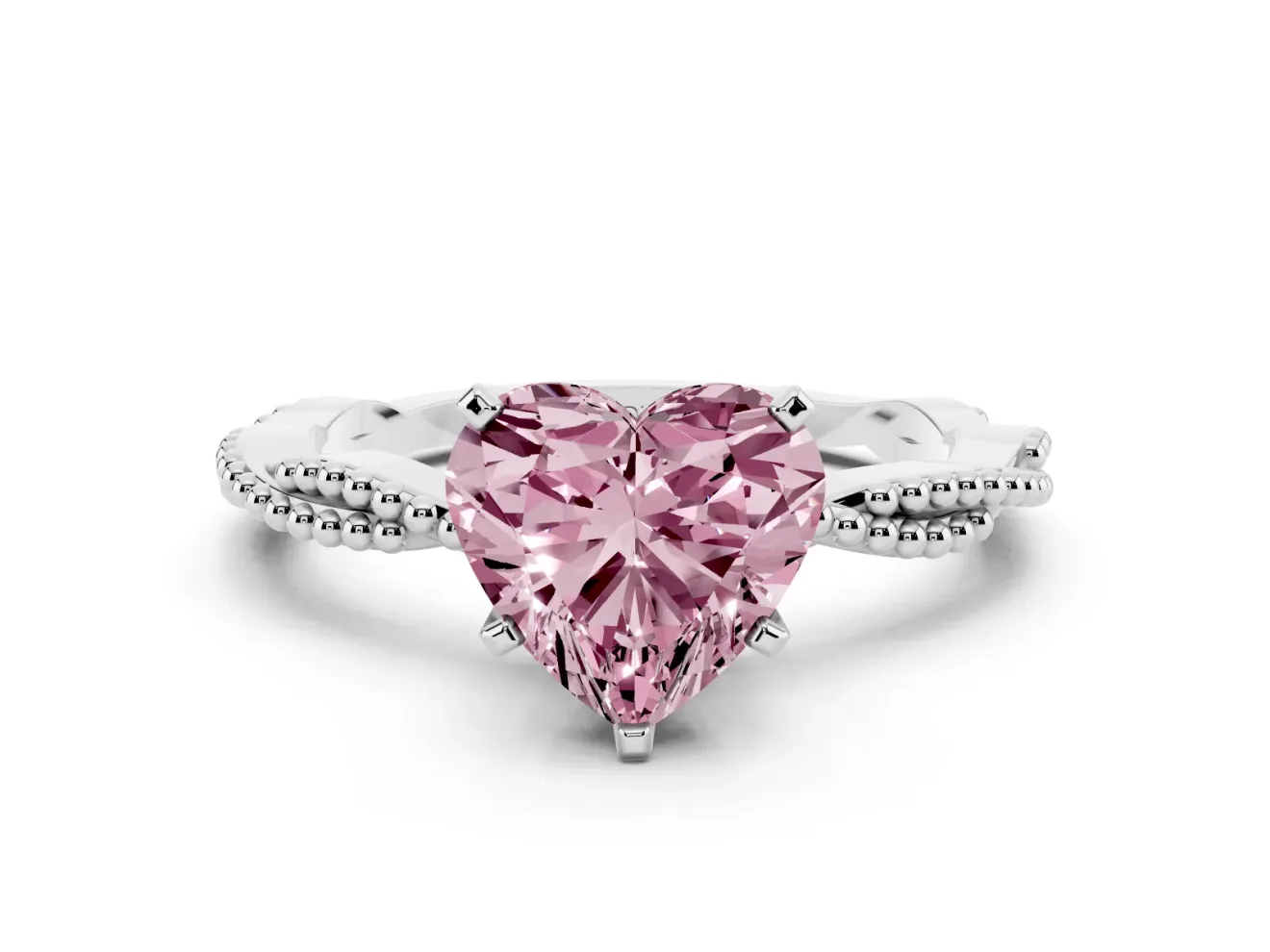 Heart-Shaped Twisted Solitaire Engagement Ring Setting for a Fancy Pink Lab-Grown Diamond | Platinum