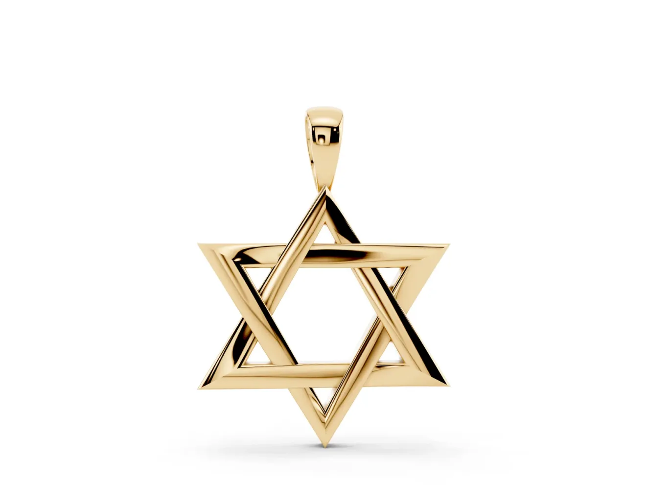 Interlaced Star of David Pendant Necklace | Bevelled Edges | Yellow Gold
